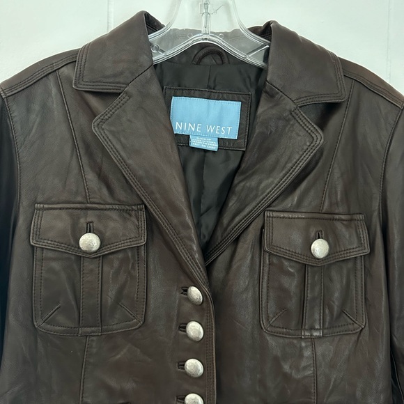 Nine West Brown Leather Jacket Size Small - Picture 2 of 11